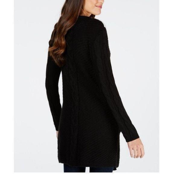 Style & Co Colorblocked Cable-knit Cardigan Black - Picture 3 of 3